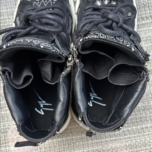 Giuseppe Zanotti Black White Zippers High-Top Sneakers-6 - Picture 8 of 13
